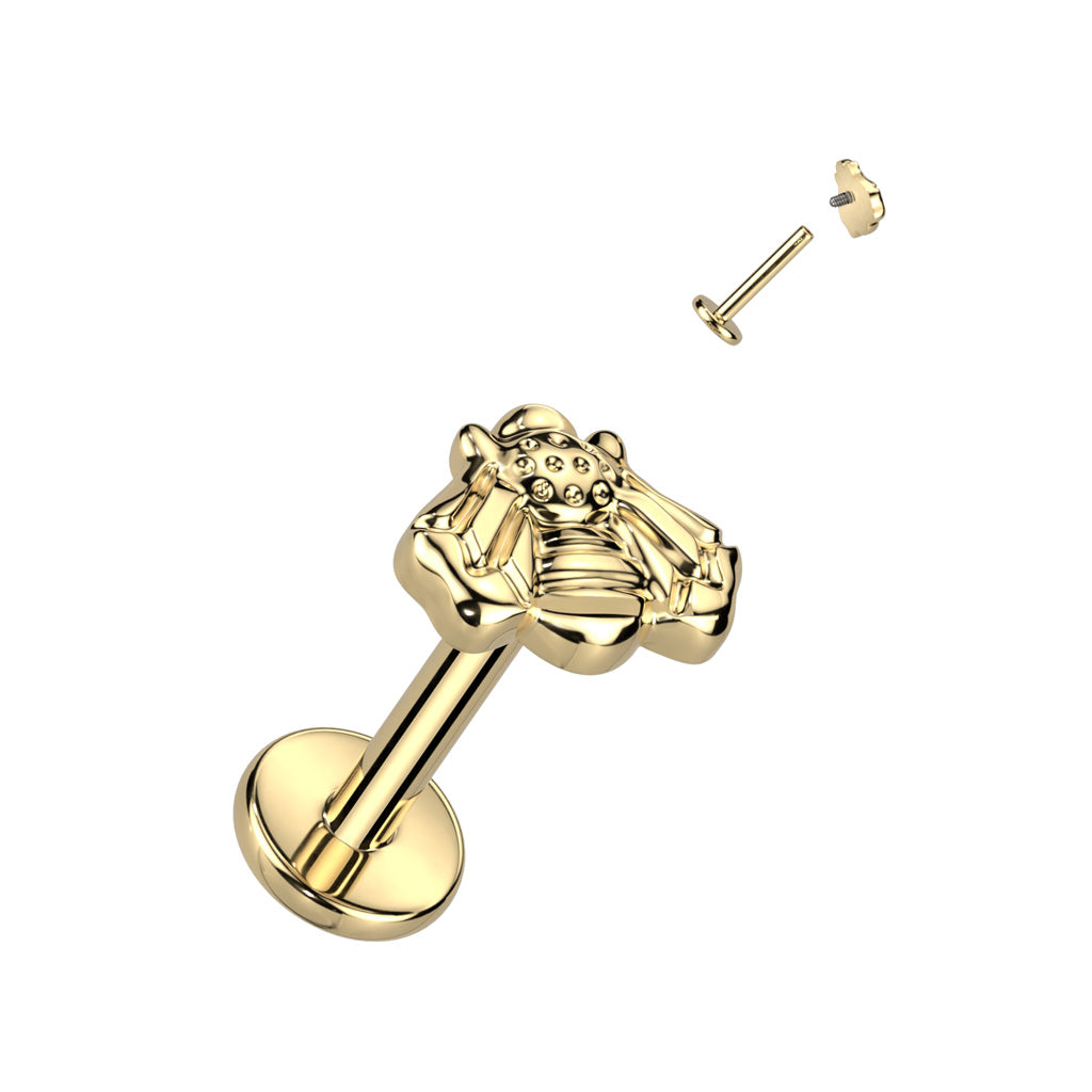16G Titanium Internally Threaded Labret W/ Bee Top